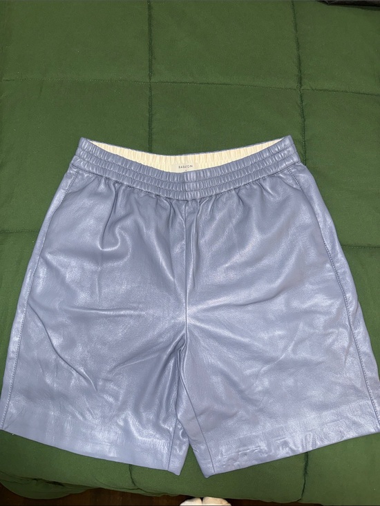 Babaton Pants - Babaton Lavender Faux-Leather Athletic Shorts